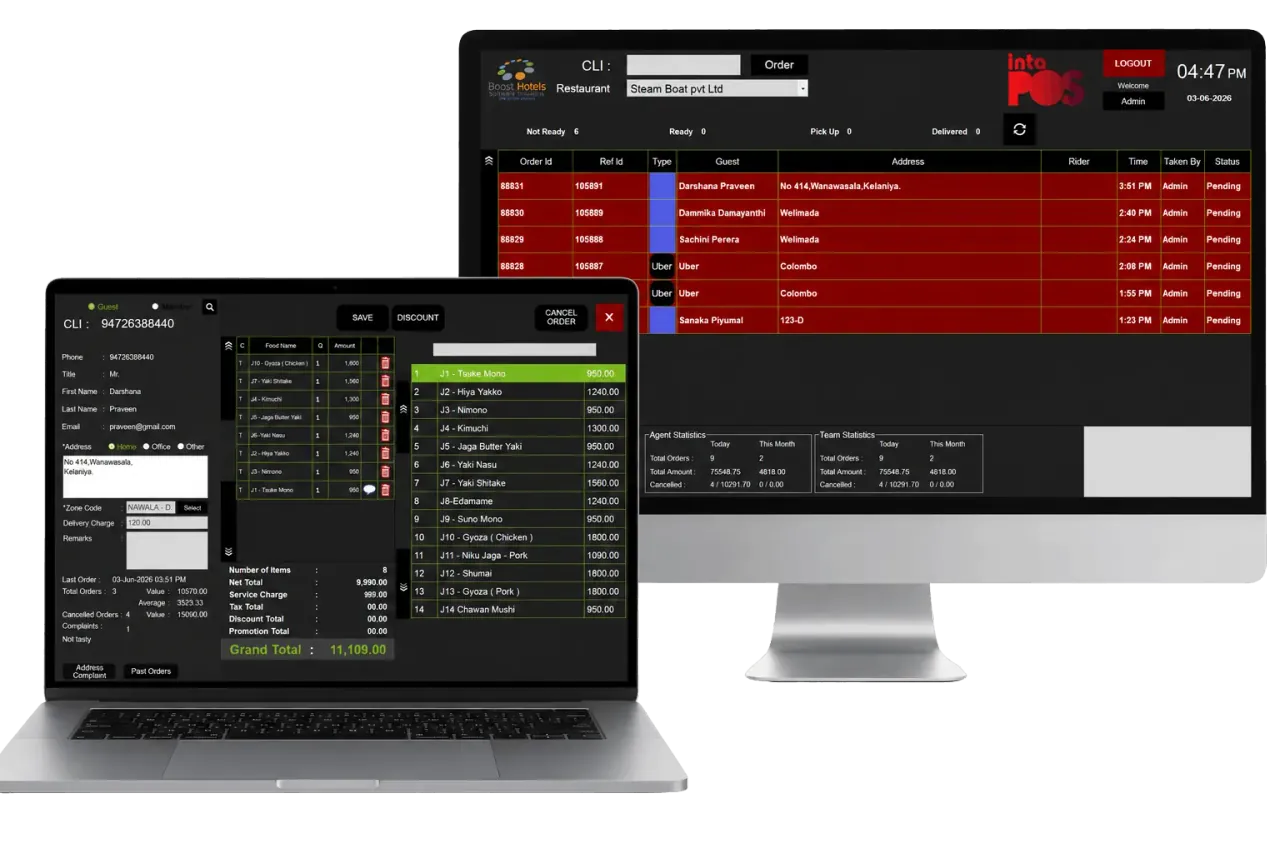 Boost Call Center phone order screens on desktop and laptop